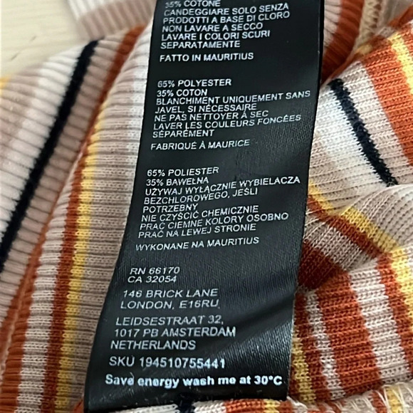 BDG Striped Ribbed Cropped Long Sleeve Top/Cardigan in Orange - NEW - Size Small - Picture 10 of 10